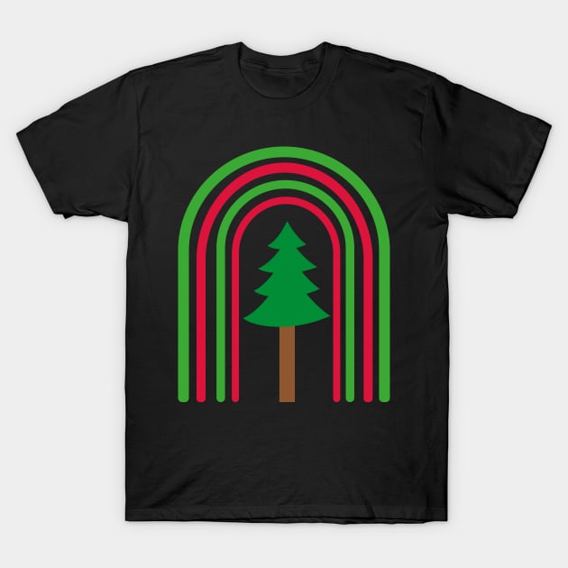 Christmas Boho Rainbow with Pine Tree T-Shirt by yasminepatterns